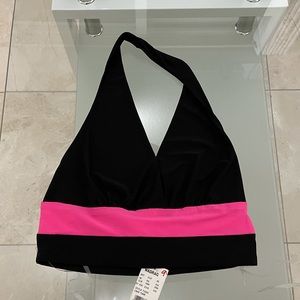 New black and pink stretchy crop top